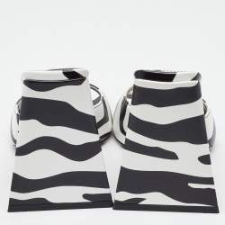 The Attico Black/White Zebra Print Leather Devon Open Toe Sandals Size 36