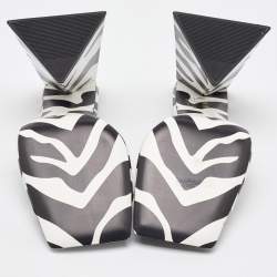 The Attico Black/White Zebra Print Leather Devon Open Toe Sandals Size 36