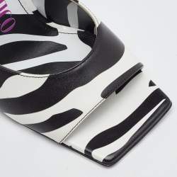 The Attico Black/White Zebra Print Leather Devon Open Toe Sandals Size 36