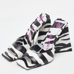The Attico Black/White Zebra Print Leather Devon Open Toe Sandals Size 36