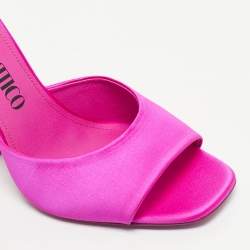 Pre Owned The Attico Fuchsia Satin Crystal Embellished Luz Mules Size 41