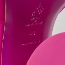 Pre Owned The Attico Fuchsia Satin Crystal Embellished Luz Mules Size 41