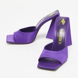 Pre Owned The Attico Purple Satin Devon Slide Sandals Size 41