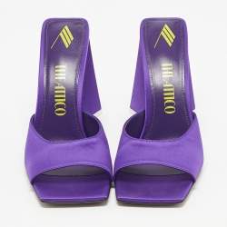 Pre Owned The Attico Purple Satin Devon Slide Sandals Size 41