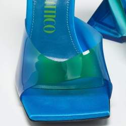 Pre Owned The Attico Blue/Green PVC Cheope Slide Sandals Size 39