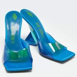 Pre Owned The Attico Blue/Green PVC Cheope Slide Sandals Size 39