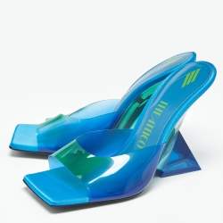 Pre Owned The Attico Blue/Green PVC Cheope Slide Sandals Size 39