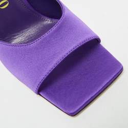Pre Owned The Attico Devon Size 42 Purple Satin Block Heel Slide Sandals