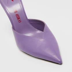 The Attico Purple Leather Venus Pointed Toe Mules Size 40