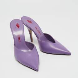 The Attico Purple Leather Venus Pointed Toe Mules Size 40