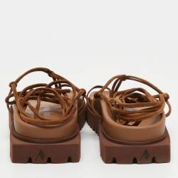 Pre Owned The Attico Brown Suede Renee Ankle Tie Sandals Size 39