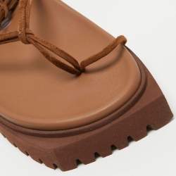 Pre Owned The Attico Brown Suede Renee Ankle Tie Sandals Size 39
