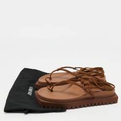 Pre Owned The Attico Brown Suede Renee Ankle Tie Sandals Size 39