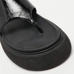 The Attico Black Patent Leather Selene Thong Platform Sandals Size 38