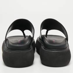 The Attico Black Patent Leather Selene Thong Platform Sandals Size 38