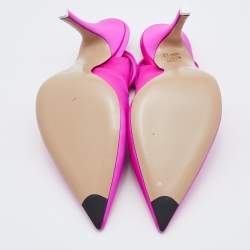 Pre Owned The Attico Neon Pink Satin Venus Ankle Wrap Pointed Toe Pumps Size 39