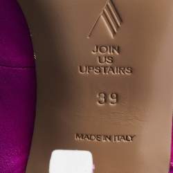 Pre Owned The Attico Neon Pink Satin Venus Ankle Wrap Pointed Toe Pumps Size 39