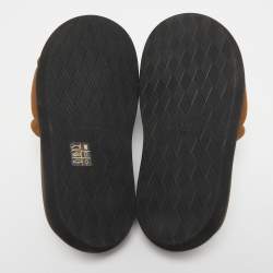 Pre Owned The Attico Brown Fabric Noah Flat Slides Size 36