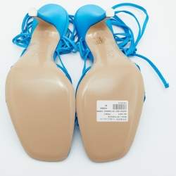 The Attico Blue Satin Ankle Strap Lace Up Sandals Size 40