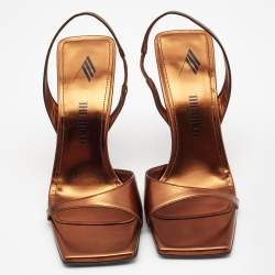 The Attico Metallic Bronze Leather Slingback Sandals Size 39