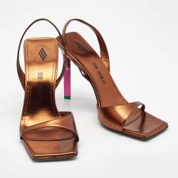 The Attico Metallic Bronze Leather Slingback Sandals Size 39