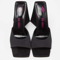 Pre Owned The Attico Black Satin Devon Slide Sandals Size 38.5