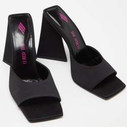 Pre Owned The Attico Black Satin Devon Slide Sandals Size 38.5