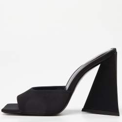 Pre Owned The Attico Black Satin Devon Slide Sandals Size 38.5