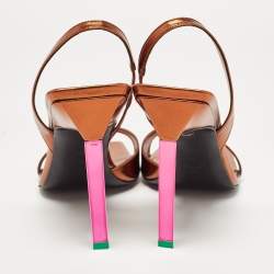 Pre Owned The Attico Brown Leather Slingback Sandals Size 39