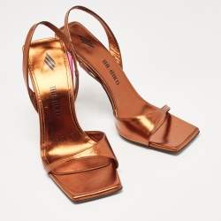 Pre Owned The Attico Brown Leather Slingback Sandals Size 39