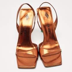 Pre Owned The Attico Brown Leather Slingback Sandals Size 39