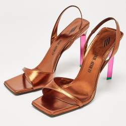 Pre Owned The Attico Brown Leather Slingback Sandals Size 39