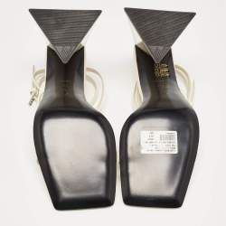 The Attico Cream Patent Devon Ankle Strap Sandals Size 38.5