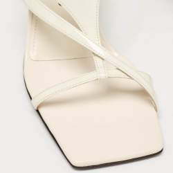 The Attico Cream Patent Devon Ankle Strap Sandals Size 38.5