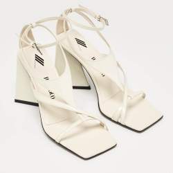 The Attico Cream Patent Devon Ankle Strap Sandals Size 38.5