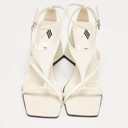 The Attico Cream Patent Devon Ankle Strap Sandals Size 38.5
