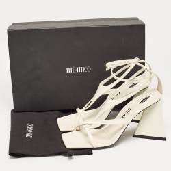 The Attico Cream Patent Devon Ankle Strap Sandals Size 38.5