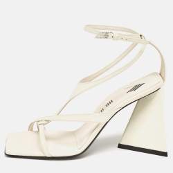 The Attico Cream Patent Devon Ankle Strap Sandals Size 38.5