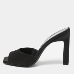 The Attico Black Satin Devon Square Toe Mules Size 37