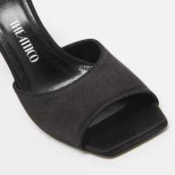 The Attico Black Satin Devon Square Toe Mules Size 37