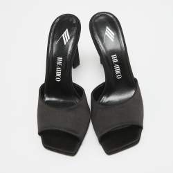 The Attico Black Satin Devon Square Toe Mules Size 37