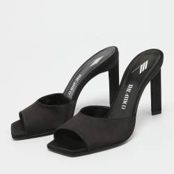 The Attico Black Satin Devon Square Toe Mules Size 37