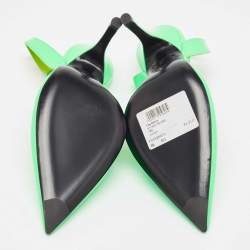 The Attico Neon Green Patent Leather Slingback Pumps Size 39