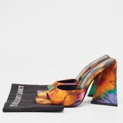The Attico Multicolor Canvas Block Heel Slide Sandals Size 39