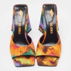 The Attico Multicolor Canvas Block Heel Slide Sandals Size 39