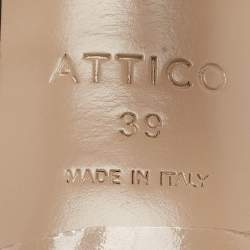 Pre Owned The Attico Green/Black Patent Leather and Velvet Pointed Toe Ankle Wrap Pumps Size 39