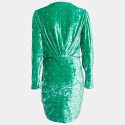 Pre Owned The Attico Green Iconic Karolina Crystal Velvet Mini Dress M