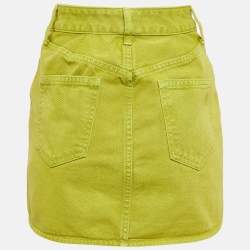 Pre Owned The Attico Green Denim Kelly Mini Skirt S