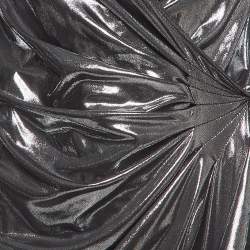 The Attico Metallic Silver Lamé Fan Detail Long Dress XS
