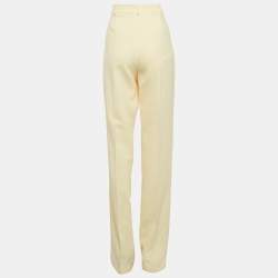 Pre Owned The Attico Pastel Yellow Stretch Crepe Straight Leg Trousers M